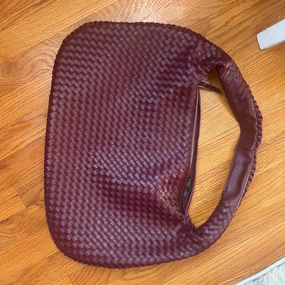 Woven Burgundy Handbag
